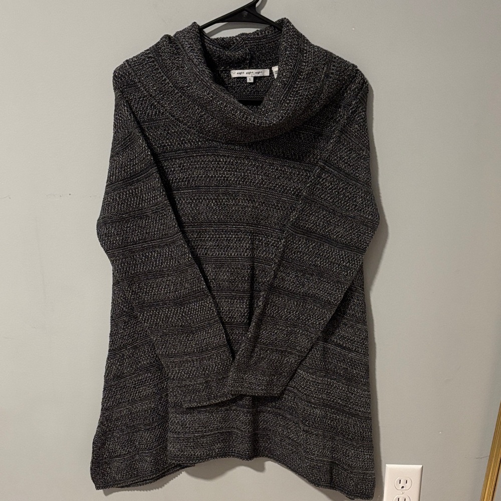 Anthropologie Eight Eight Eight‎ 100% Cotton Gray Cowl Neck Knit Sweater Tunic